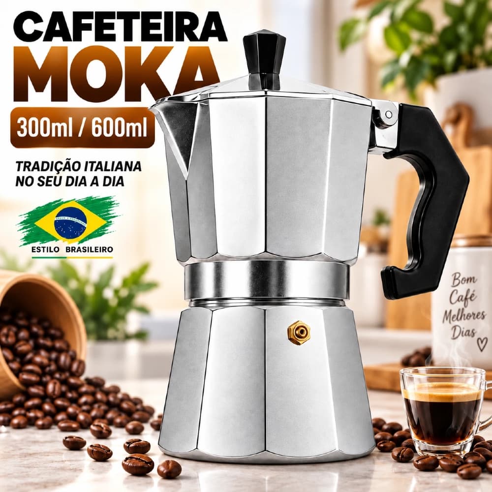 Cafeteira Italiana Moka 3/6/9/12 Xícaras Inox Café Puro Vários Tamanhos Cozinha Fogão
