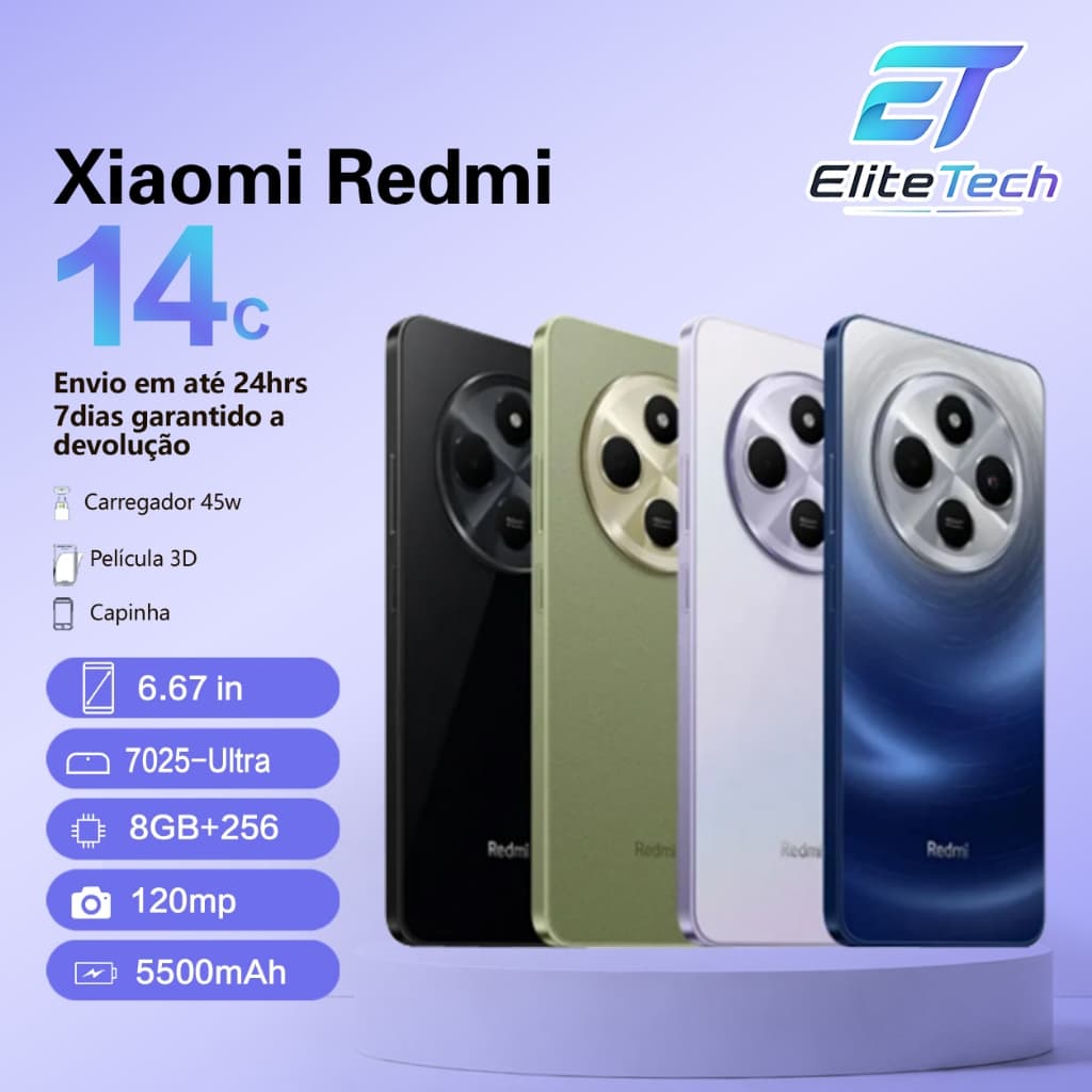 Smartphone Celular Xiaomi Redmi 14c 256gb 8gb RAM 128gb 4gb Dual Sim 50MP Global 14 c