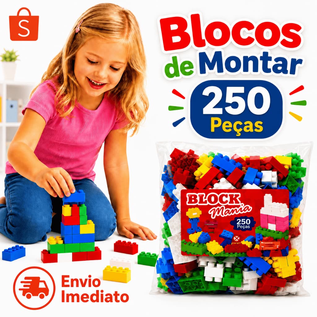Bloco De Montar Infantil 250 Peças Coloridas Lego Saco Ziplock Peças de Montar Brinquedo Infantil Presente Crianças