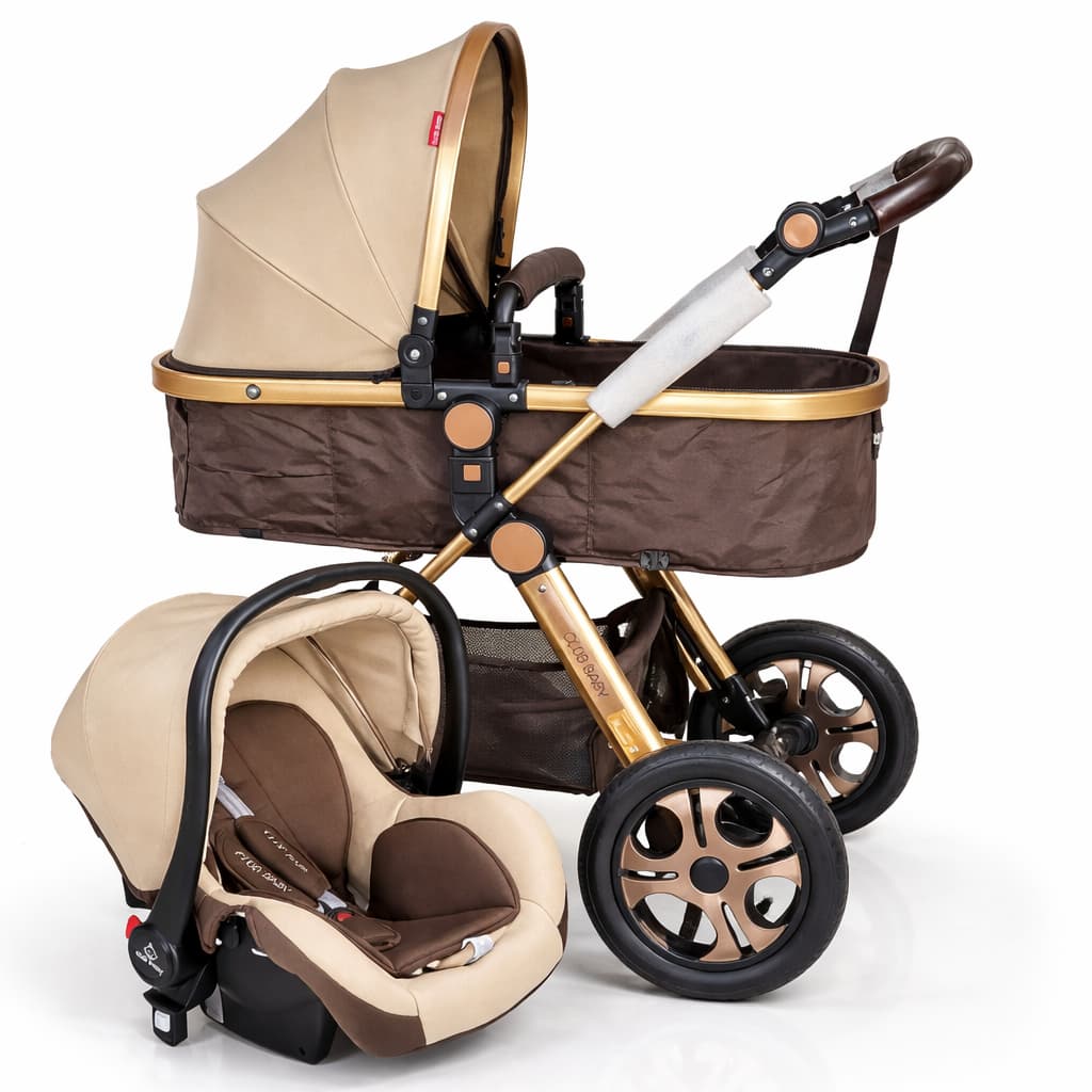 Kit 3 em 1 Carrinho Luxo + Bebê Conforto Selo Inmetro Com Moisés Travel System Passeio Reversível