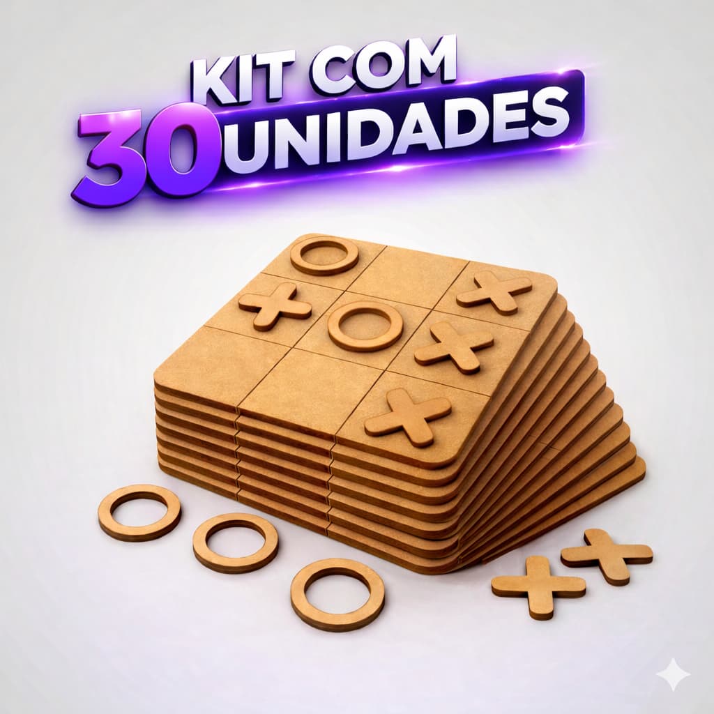 30 Unidades Jogo da Velha MDF Brinquedo Educativo Infantil Lembrança Festa Aniversário Presente