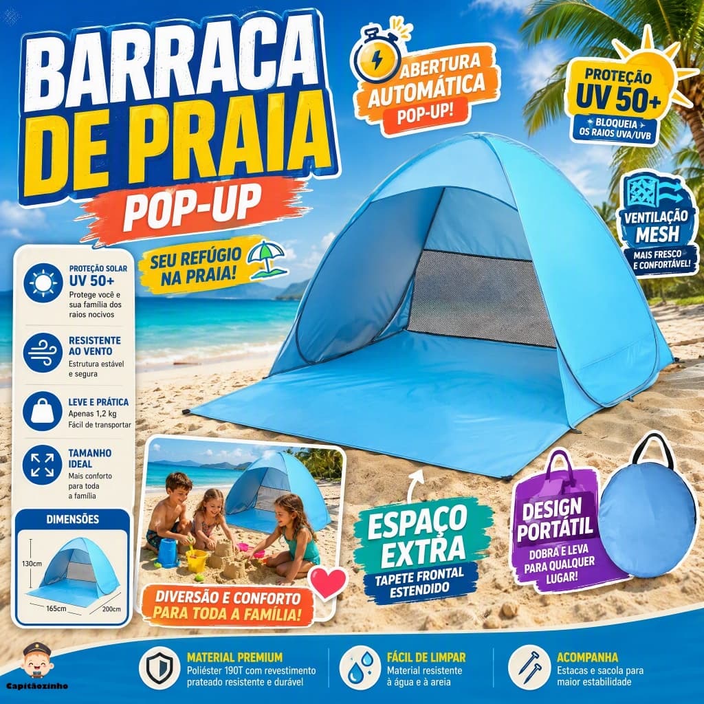 Barraca Tenda Proteção Solar Praia Acampamento Uv Portáti — imagem 2