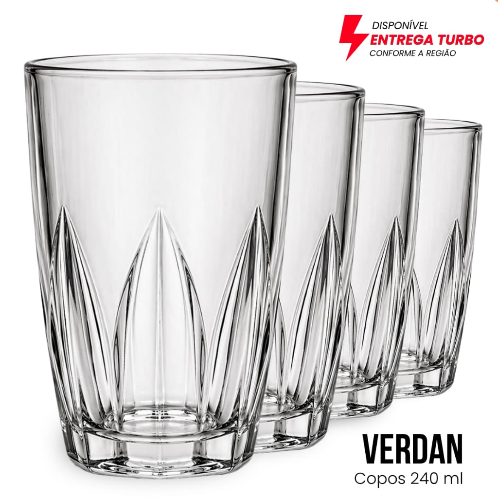 Jogo De Copos Em Vidro Kit 6 Peças Cozinha Água Suco
