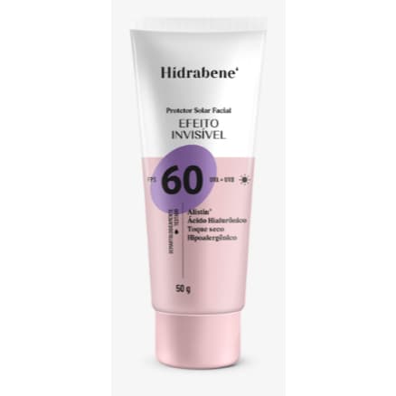 Protetor Solar Facial Hidrabene FPS 60 Efeito Invisível Ácido Hialurônico Alistin Toque Seco 50g