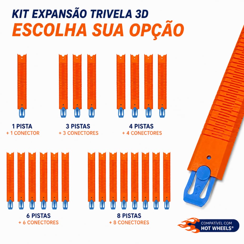 Pista Articulada Compatível Hot Wheels Articulada 24 cm com conectores