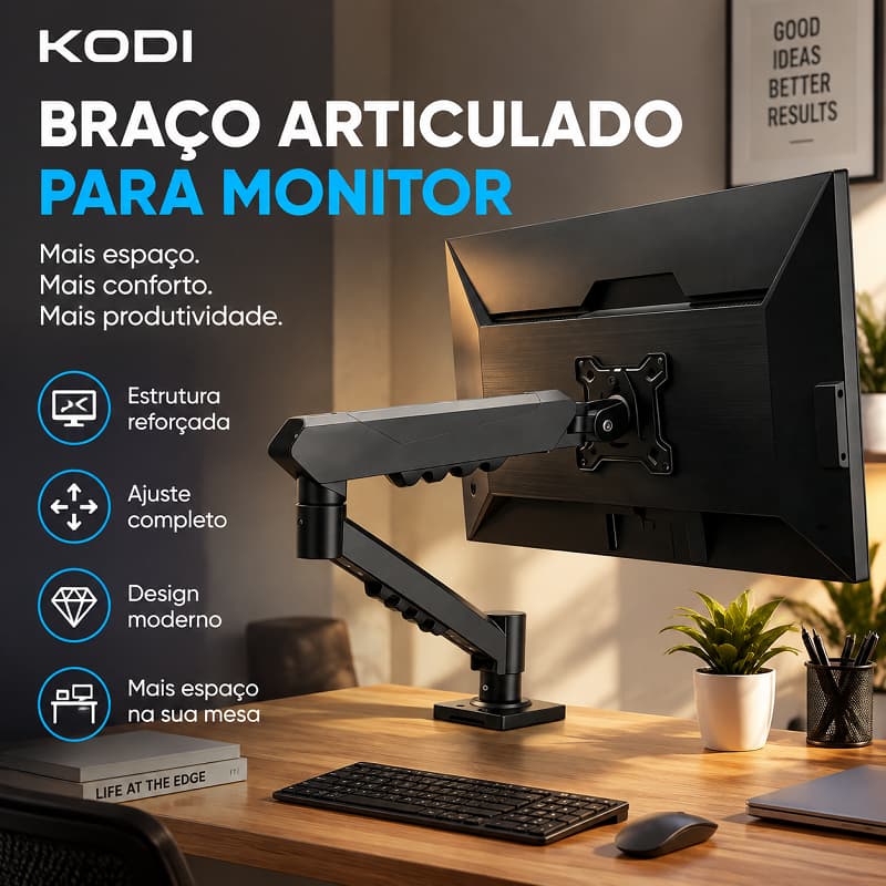 Suporte de Monitor Ajustável 17-32" Braço Articulado Altura Regulável 360° Mesa até 9kg U5