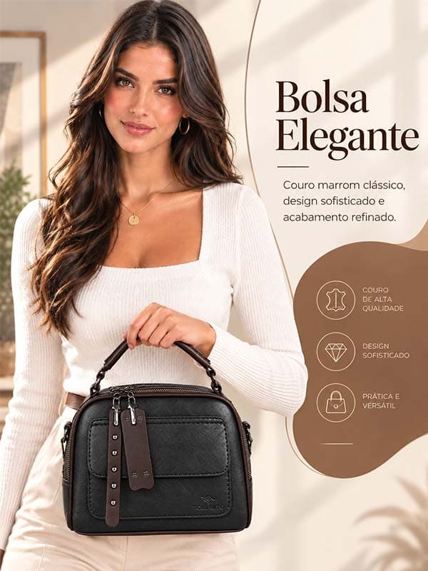 TOMI MITO Bolsa Transversal Feminina Vintage Couro PU Compacta e Organizada para Uso Diário TM9176