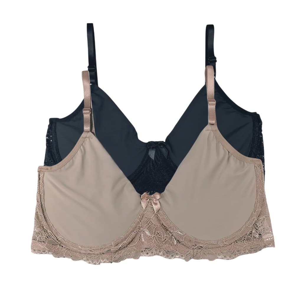 Kit Com 2 Sutia Sem Bojo Com Aro Poliamida E Renda 0213