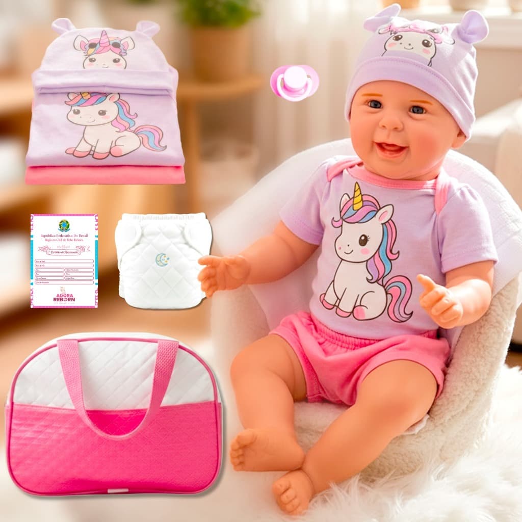 Boneca Bebê Reborn Mayze Menina Original Realista de Silicone Pode Dar Banho
