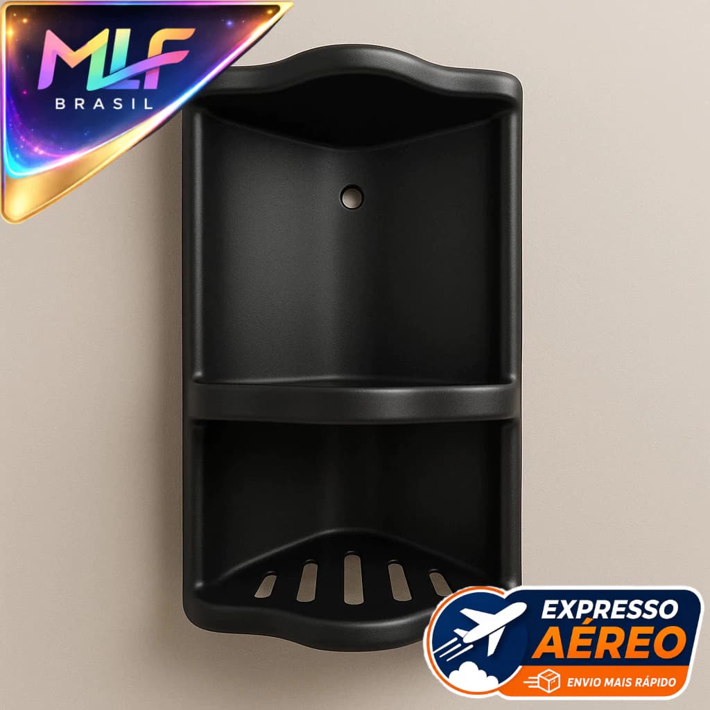 Suporte Preto Porta Shampoo Condicionador Sabonete de Parede Banheiro Box