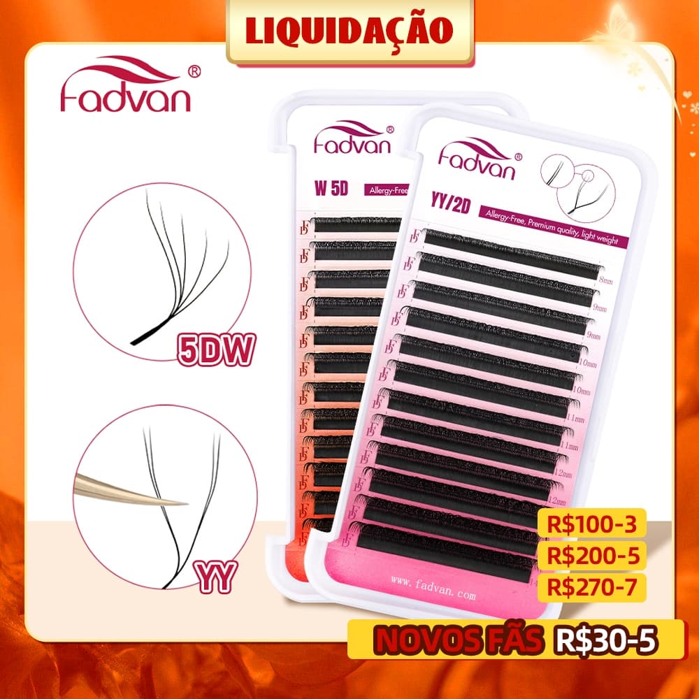 FADVAN Novo Upgrade 5D W Volume Cílios 0.07 C/D Extensões De Visual Com YY Lashes