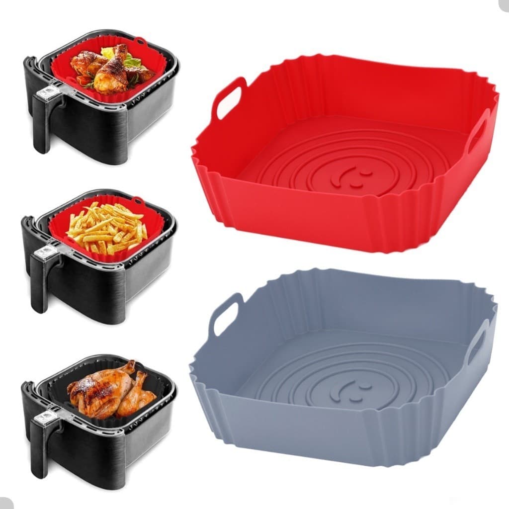 Forma de Silicone Assadeira Air Fryer e Forno Forma para Fritadeira Elétrica com Alça