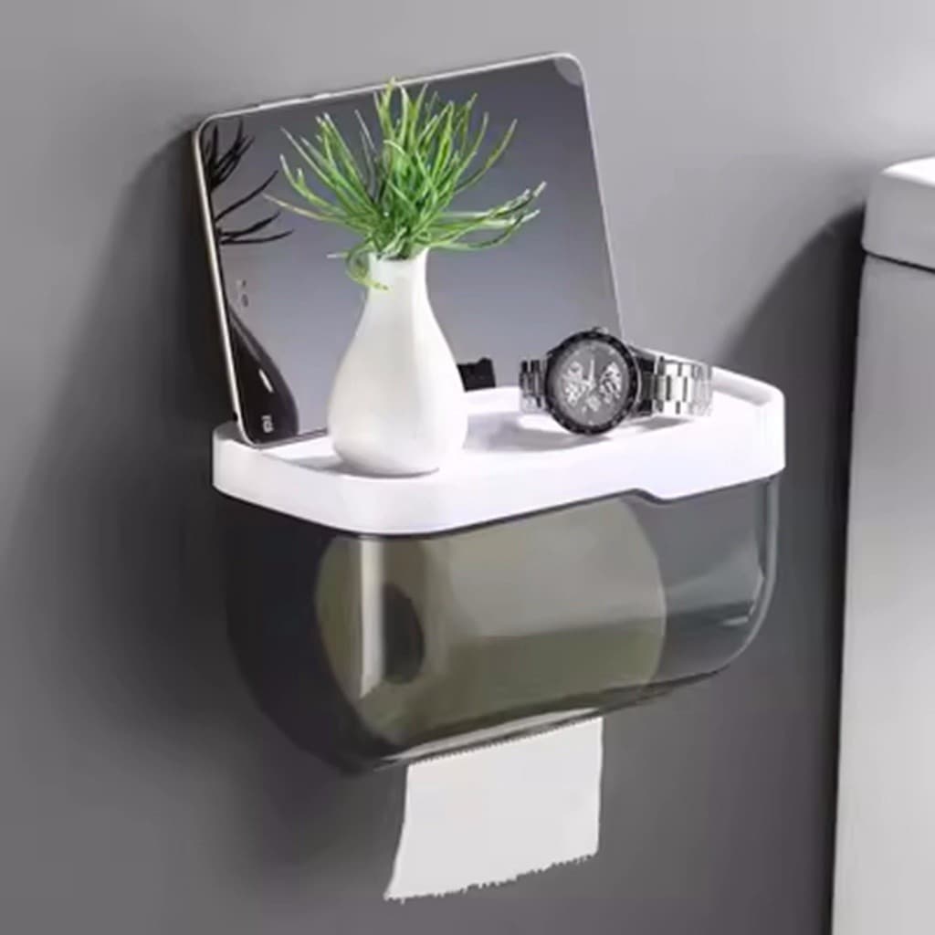 Suporte De Parede Banheiro/Caixa Organizadora Com Papel Higiênico/Sem Furar