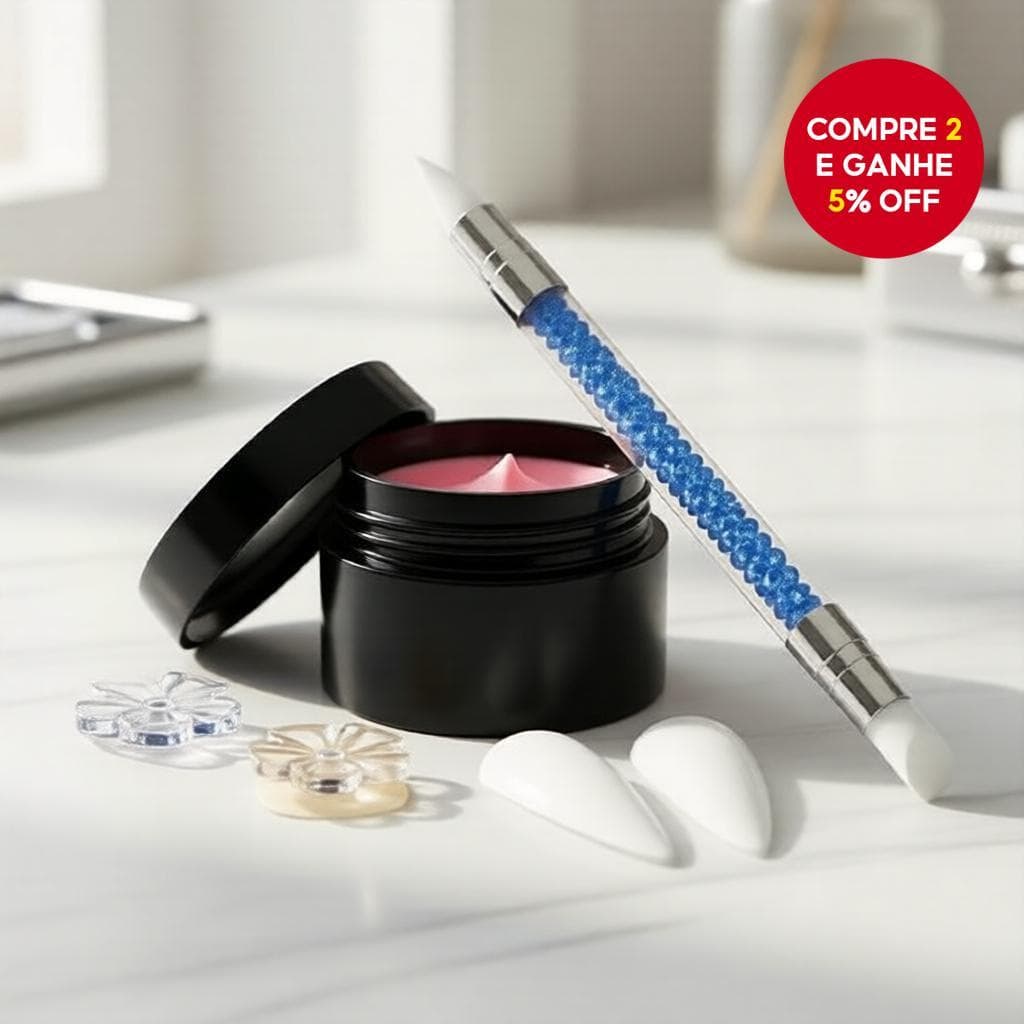 Kit Gel Sólido OsNailmall com 3 peças e caneta de duas pontas, Gel 3D para Extensão e Modelagem de Unhas, Manicure