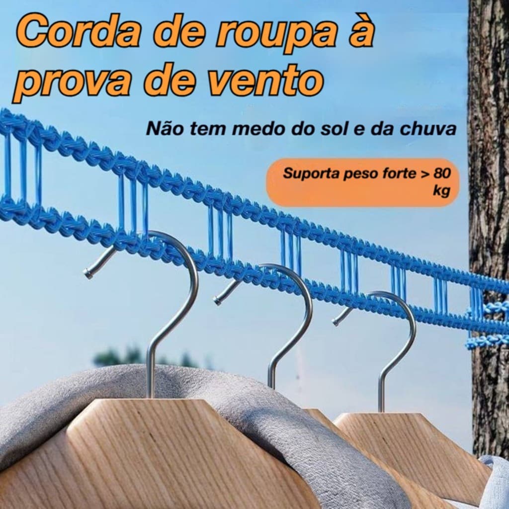 Corda de varal nylon 10M antiderrapante para cabides tamanho ajustável metros fácil instalação gancho