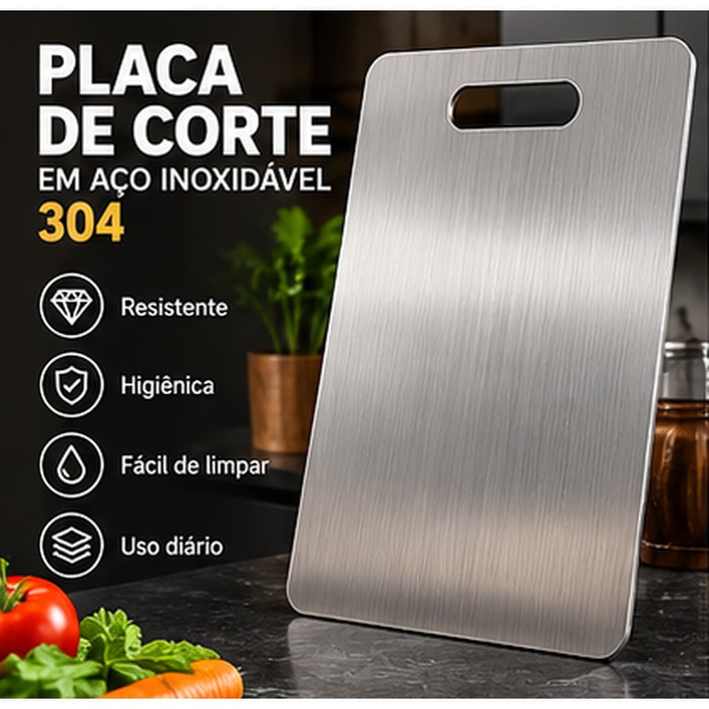 Tábua De Corte Dupla Face , Aço 304 Inoxidável, Antibacteriana para Uso Diário