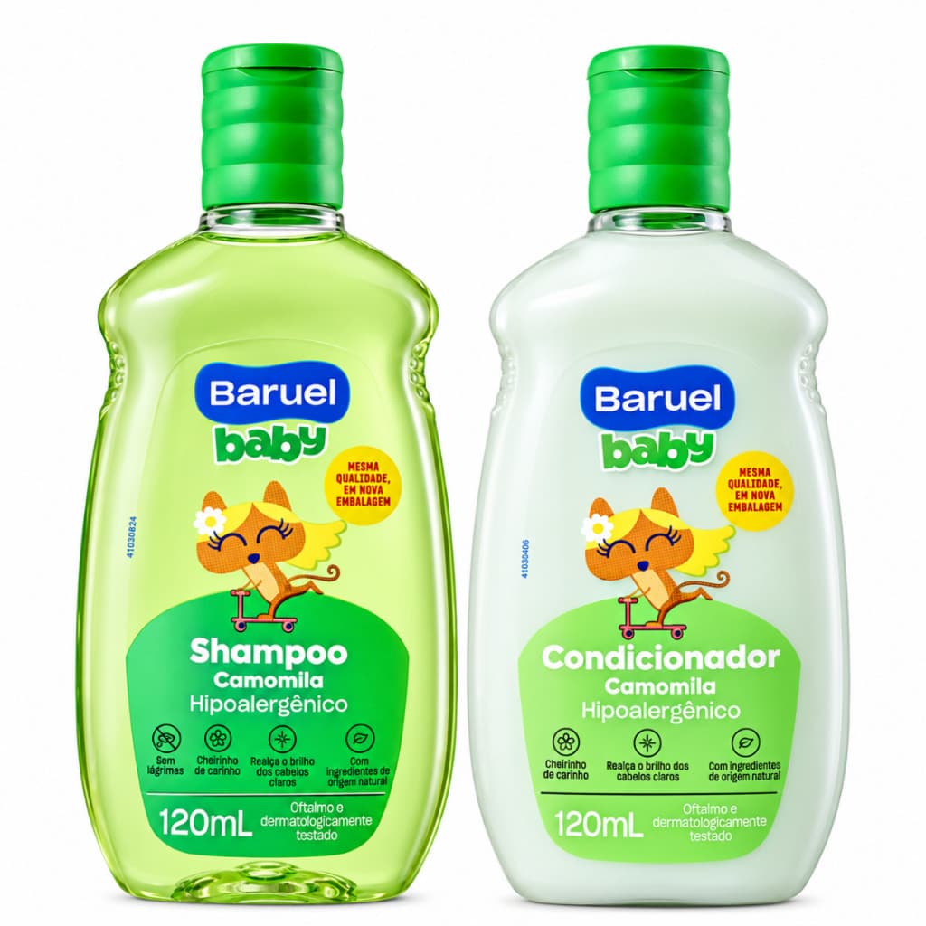 Kit Shampoo + Condicionador Infantil Camomila, Sono Tranquilo OU Suave Baruel Baby 120ml Cuidado com o seu Bebê
