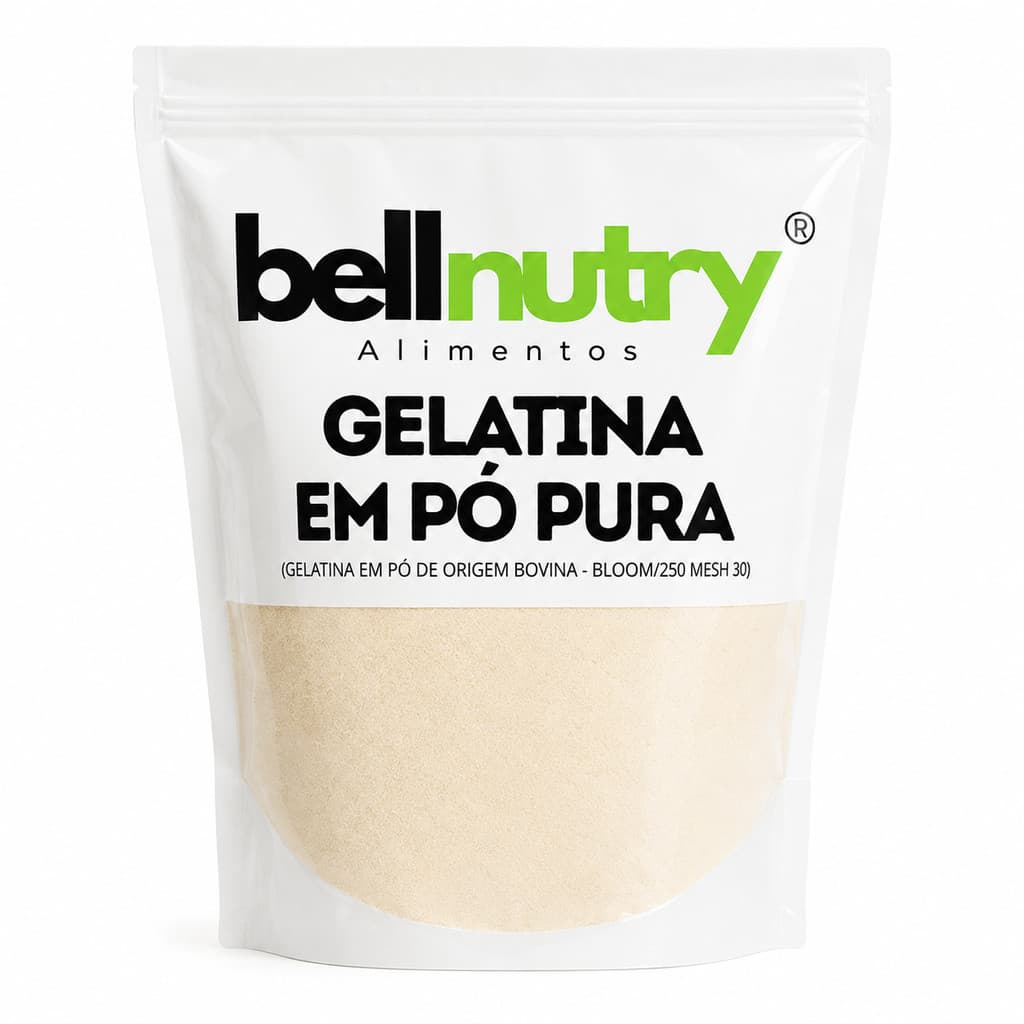 Gelatina Pura Incolor em Pó Sem Sabor 1kg – Colágeno Natural Rica em Proteína Bellnutry Alimentos