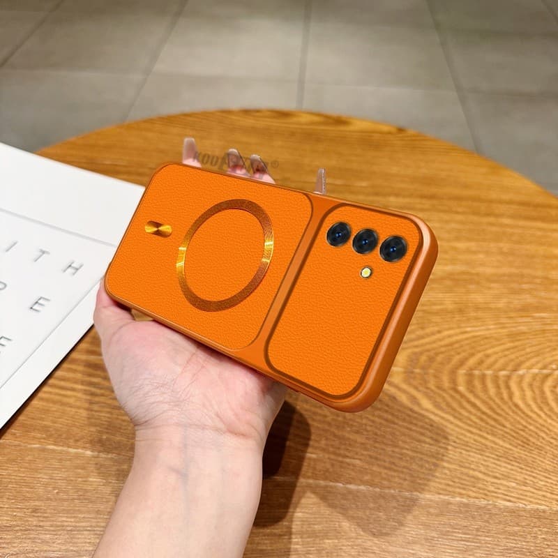WUYI Invólucro Para Samsung Galaxy A17 A27 A37 A57 A07 Brilhante Sucção Magnética Caso De Telefone Couro Folheado Protet
