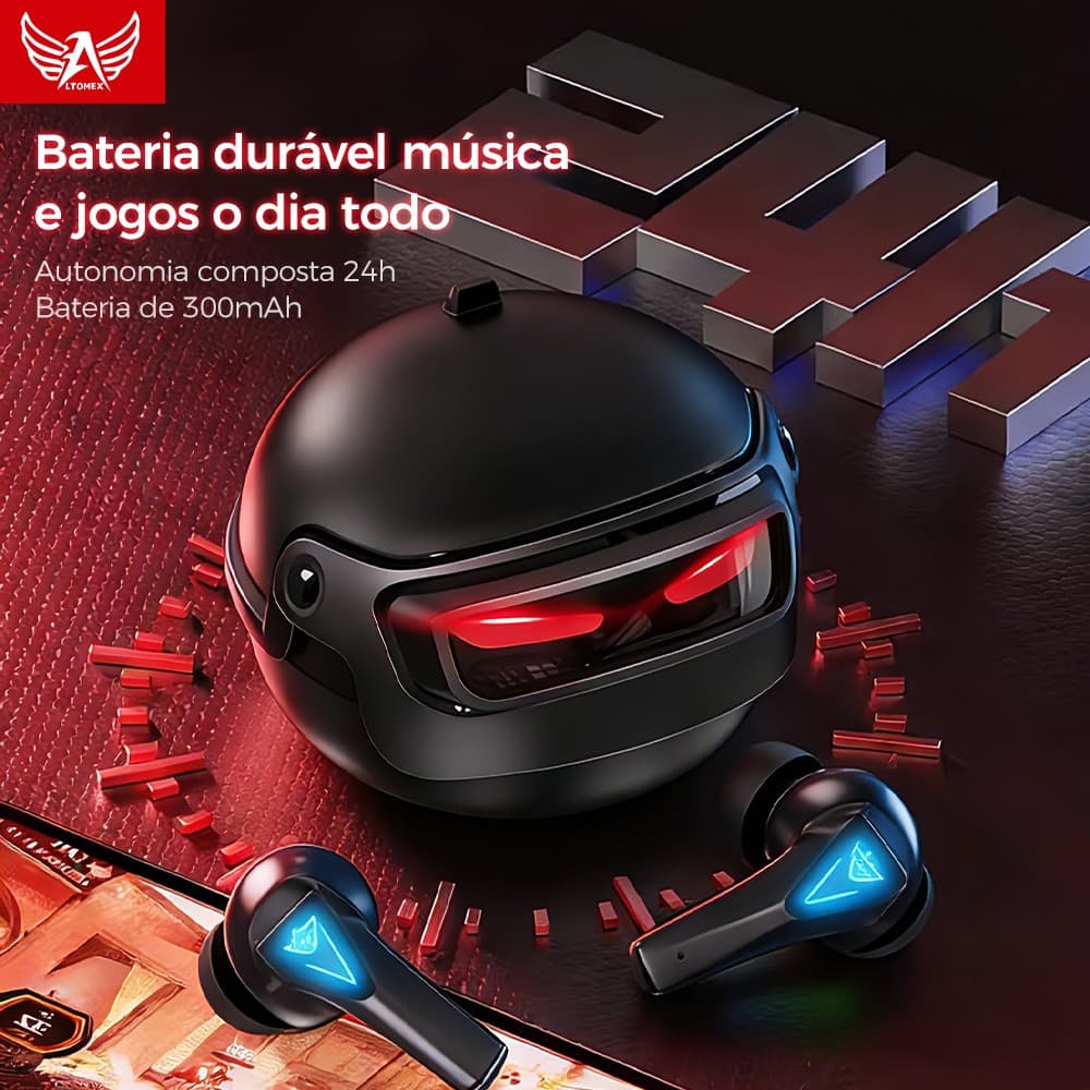Fone de Ouvido Gamer Bluetooth Fone TWS Gamer Com Redução de ruído