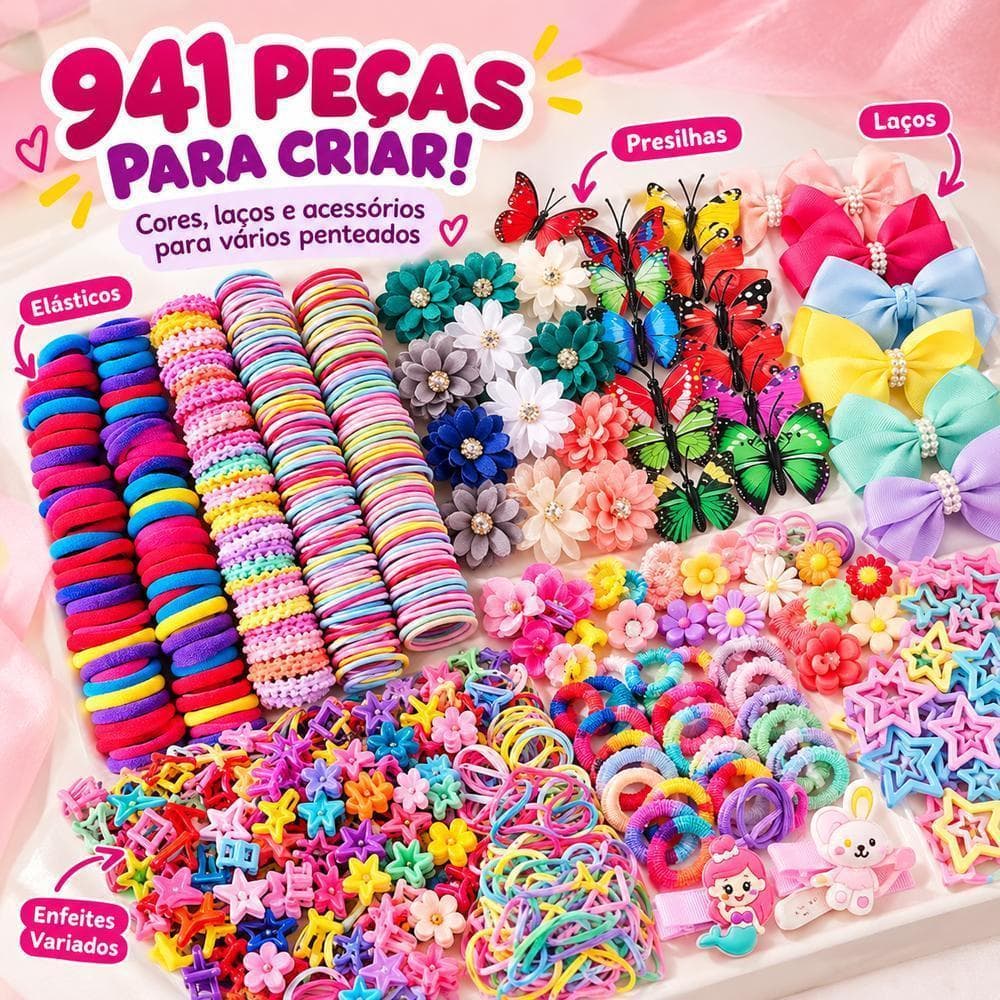 941 PCS Acessórios de Cabelo Elásticos Grampos de Laço Acessórios de Cabelo Florais Fofo
