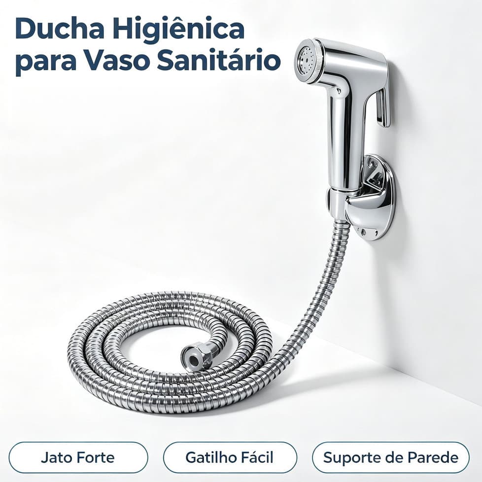1 Pc Ducha Higiênica / Mangueira Para Banheiro Completa Luxo Inox
