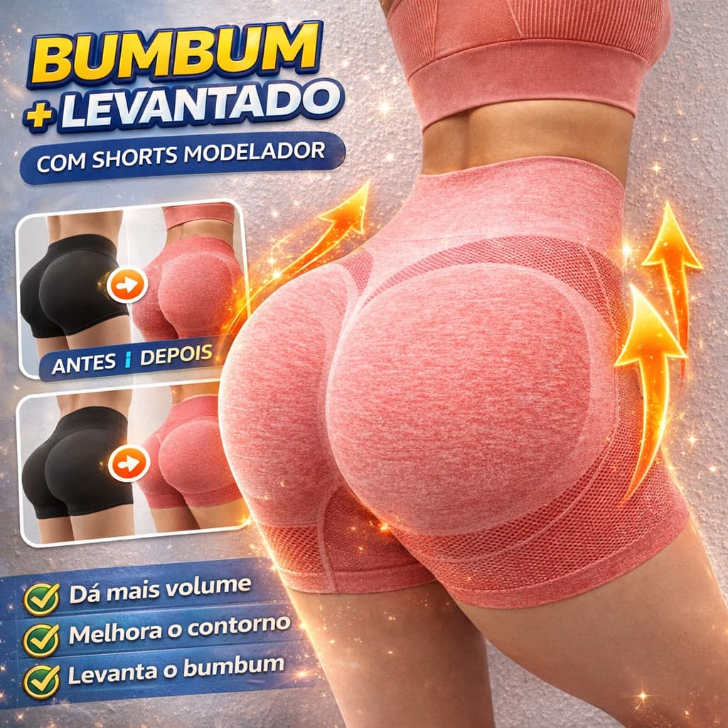 Short Esportiva Academia Yoga Feminina Cintura Alta Elástica Secagem Rápida - Short Levanta Bum-bum
