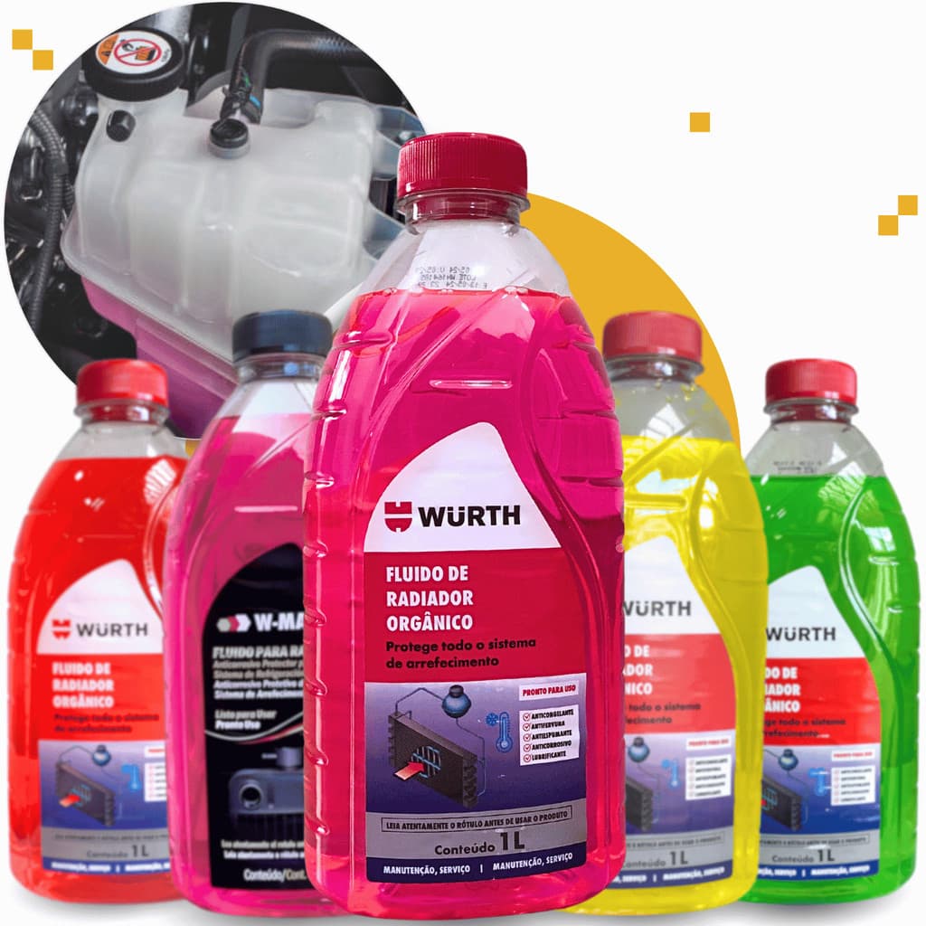 Kit Fluido Radiador Aditivo Arrefecimento Orgânico Wurth Controla Temperatura Previne Aquecimento