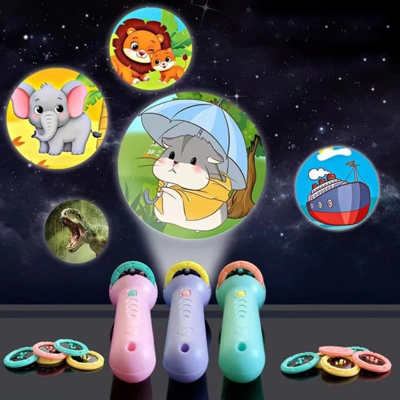 Projetor de luz infantil, 3 cartões (24 imagens divertidas)