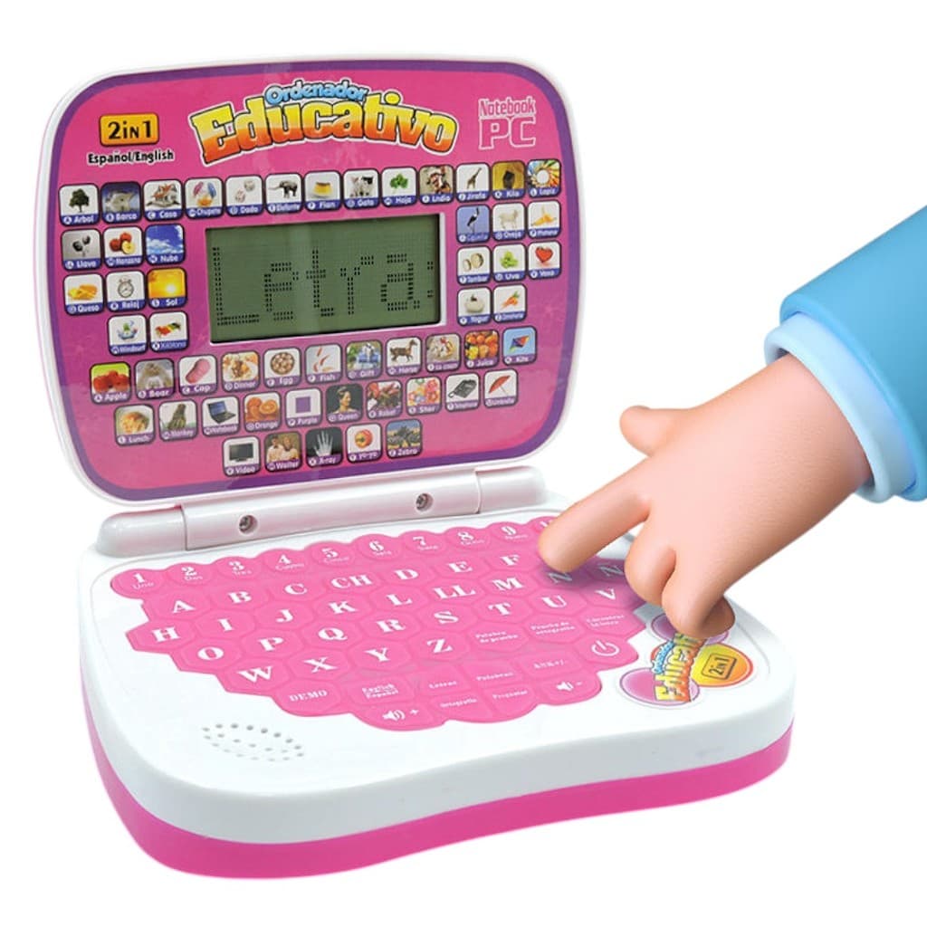 Notebook Infantil Educativo Rosa Brinquedo Didático em Inglês e Português
