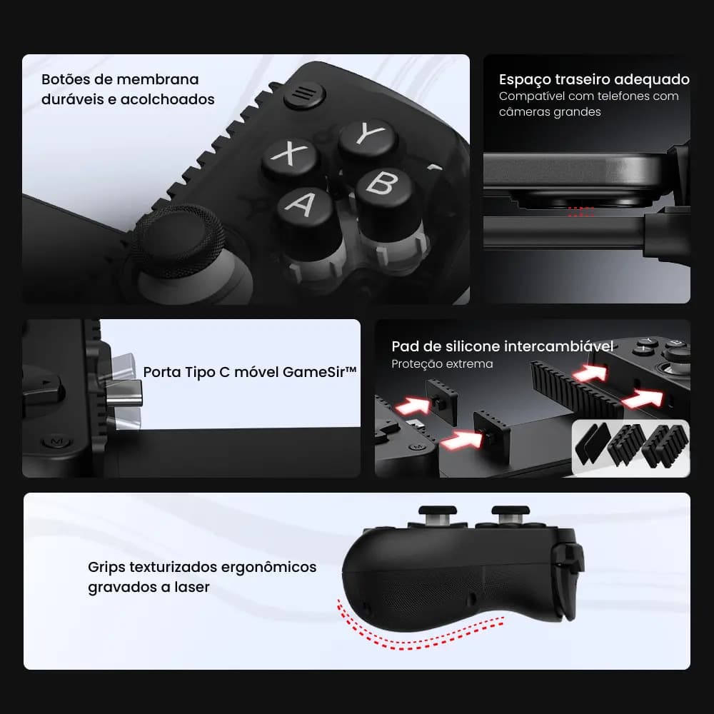 Controle Gamepad GameSir X5 Lite USB-C Android iPhone 15/16 Mobile Hall Effect Turbo Leve Preto — imagem 3