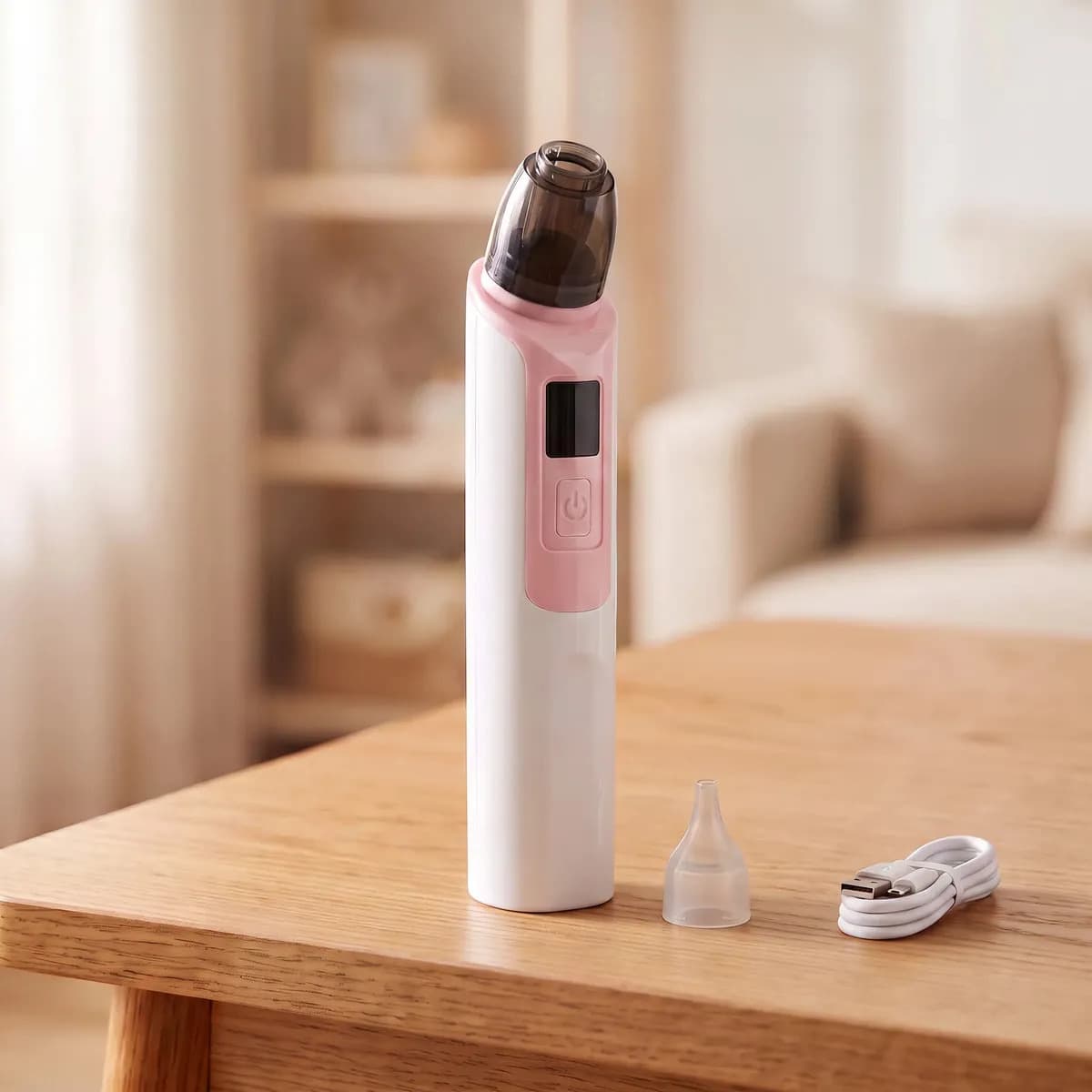 Aspirador Nasal Elétrico Infantil Recarregável Sugador Nasal Bebê 6 Níveis de Sucção 2 Bicos Cabo USB Livre de BPA Inclui Filtro Rosa para Higiene e Limpeza do 
