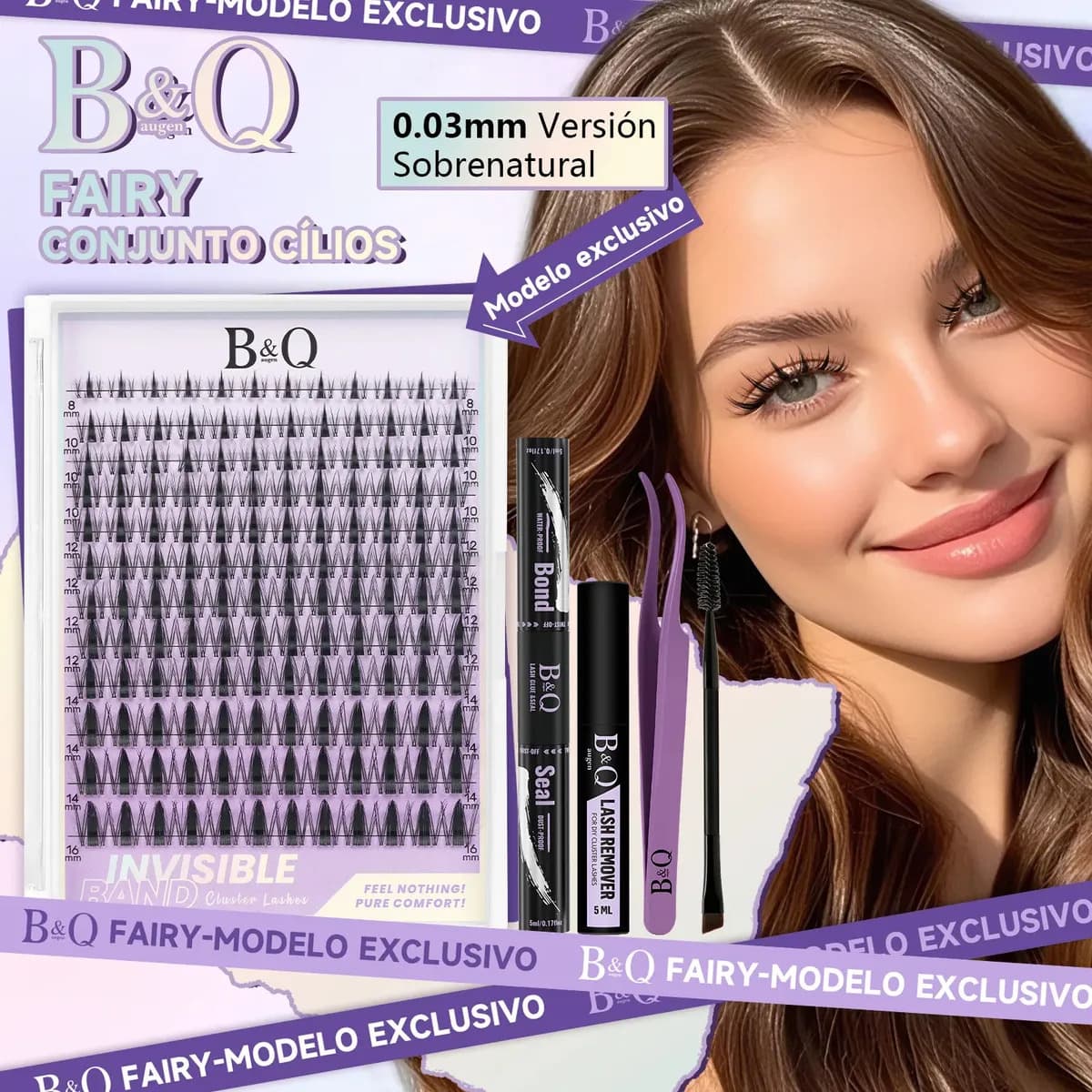 Kit Extensão de Cílios B&Qaugen Fairy de Mink Sintético Curvatura D para Iniciantes — imagem 2