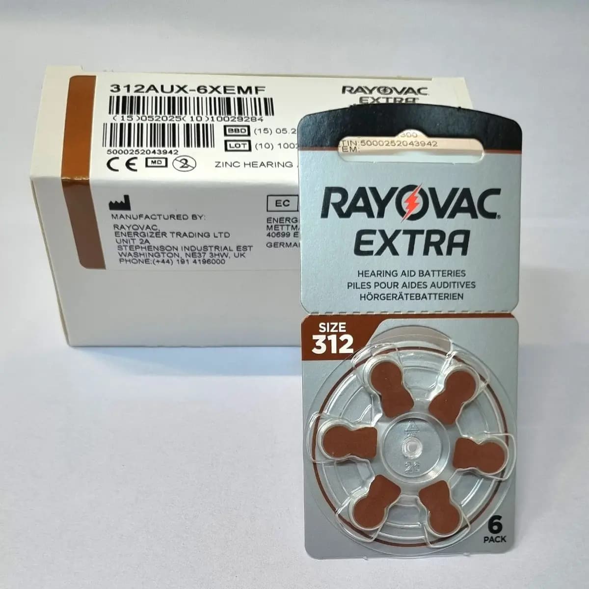 Rayovac Extra Advanced 312 pilha botão 6 unidades