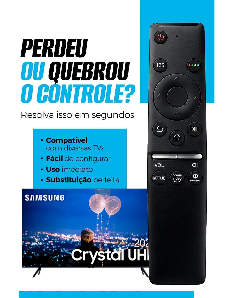 Controle Remoto Casenn para Smart TV Samsung 4K com Netflix, Prime Video e Google Play — imagem 4