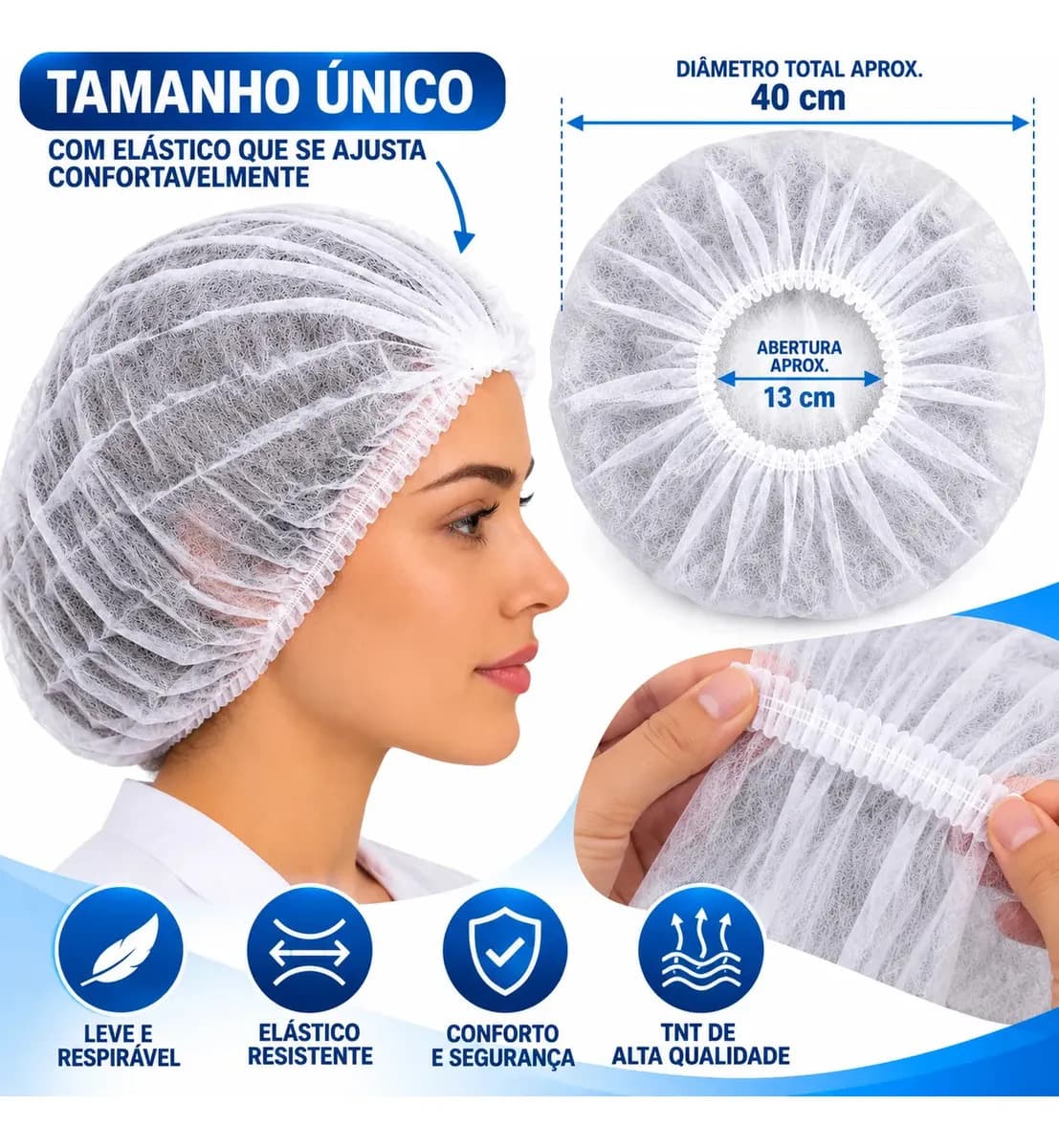 Toucas Descartável De Tnt Vabene Branco Pac. C/100 — imagem 5
