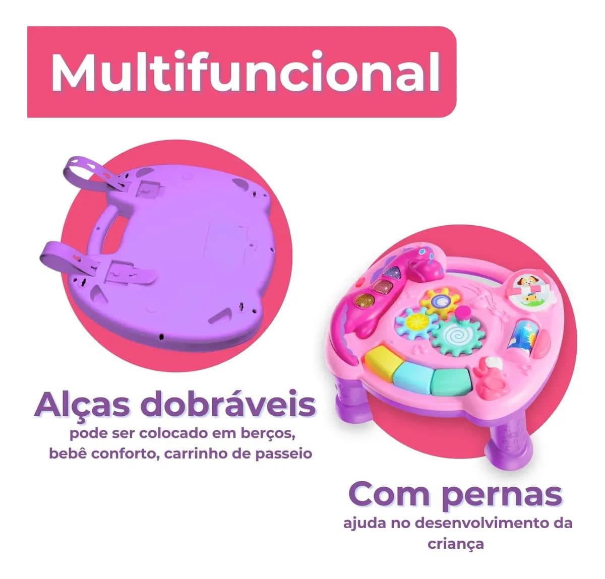 Mesinha Atividades Infantil Didática Mesa Bebe Interativa Cor Rosa — imagem 5