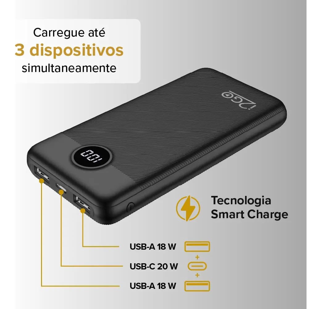 Carregador Portátil Power Bank Turbo i2GO 20000mah 20w Com Display Digital — imagem 3