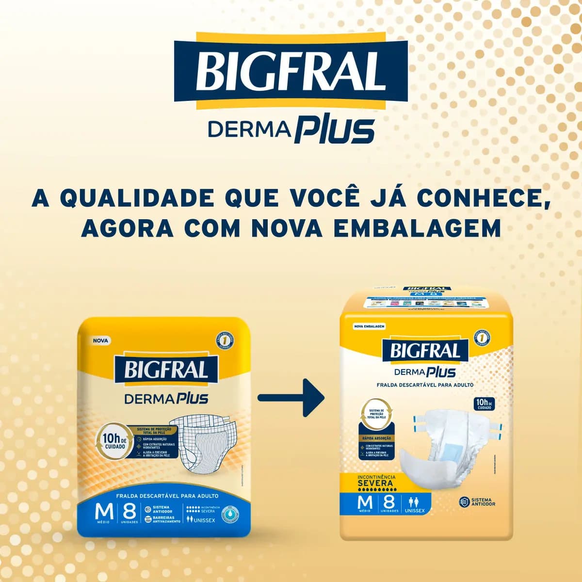 Fralda Bigfral Derma Plus M 8 Unidades Tamanho Médio — imagem 4