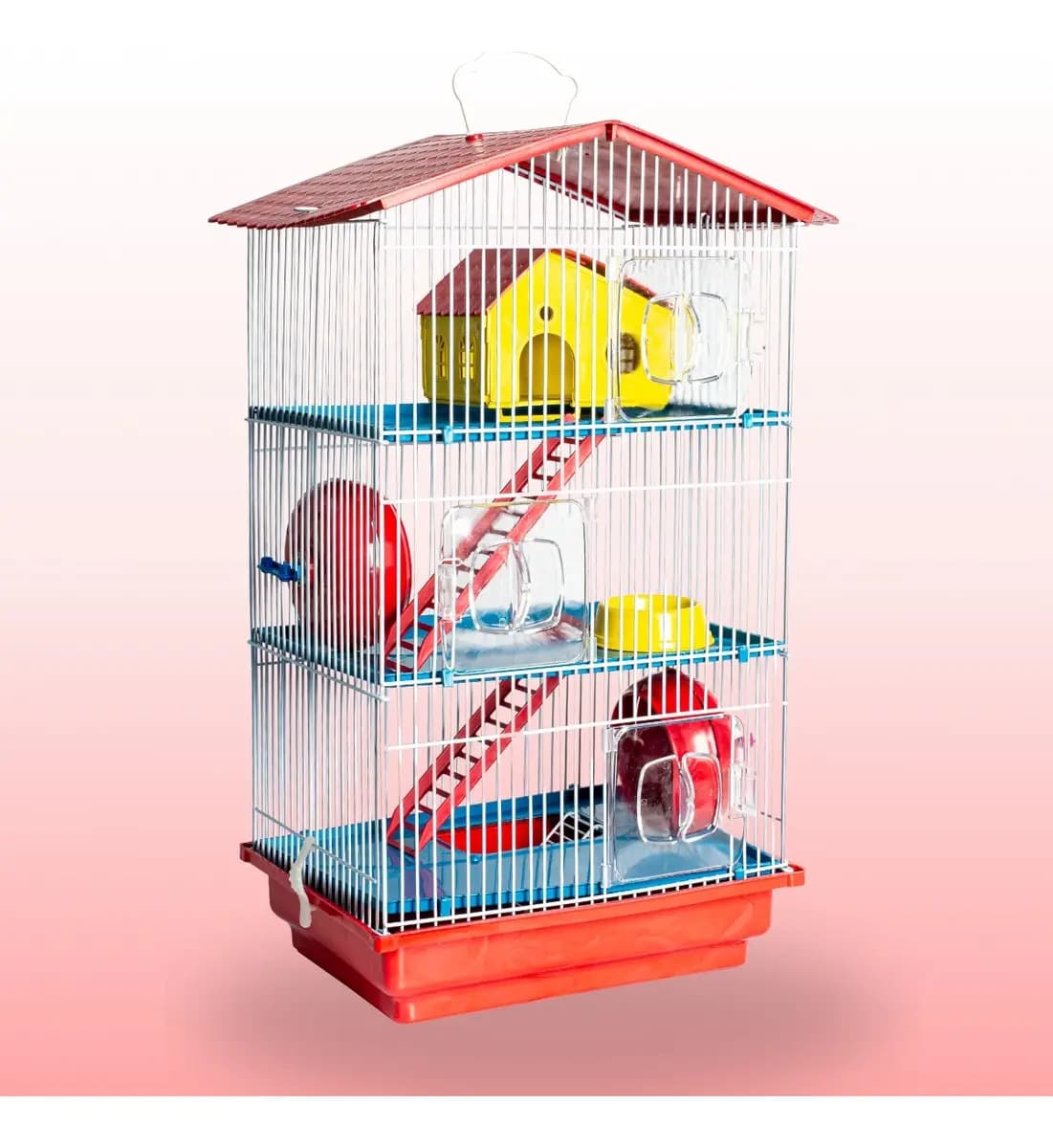 Gaiola Para Hamster Desmontável Casa Teto Plástico Cor Vermelho — imagem 3
