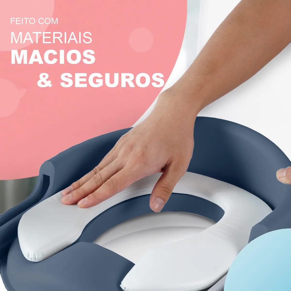 Assento Redutor Infantil Escada Para Vaso Sanitário Troninho Cor Azul Lisa — imagem 3