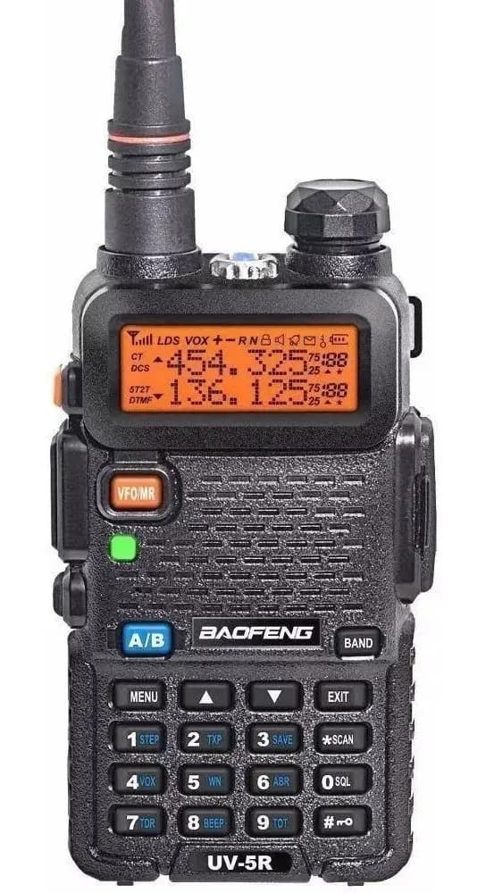 Rádio Comunicador Ht Dual Band Uhf Vhf Uv-5r Fm Fone Ptt Cor Preto