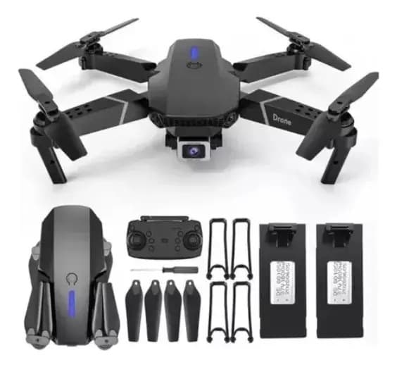 Mini Drone E88 Pro Com Câmera Dupla Wifi Com Case 2 Baterias + SCORELL Mini Controle Remoto Drone 2.4 Ghz — imagem 2