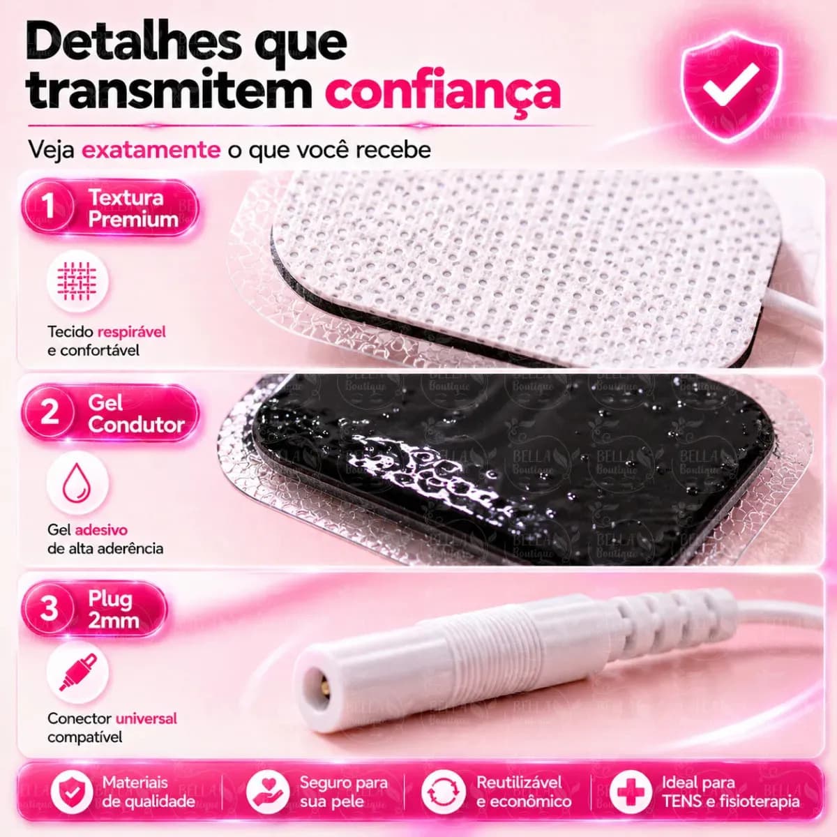Adesivo Eletrodo Tens - 5x5 - Kit Com 10 Unidades - Cor Branco — imagem 3