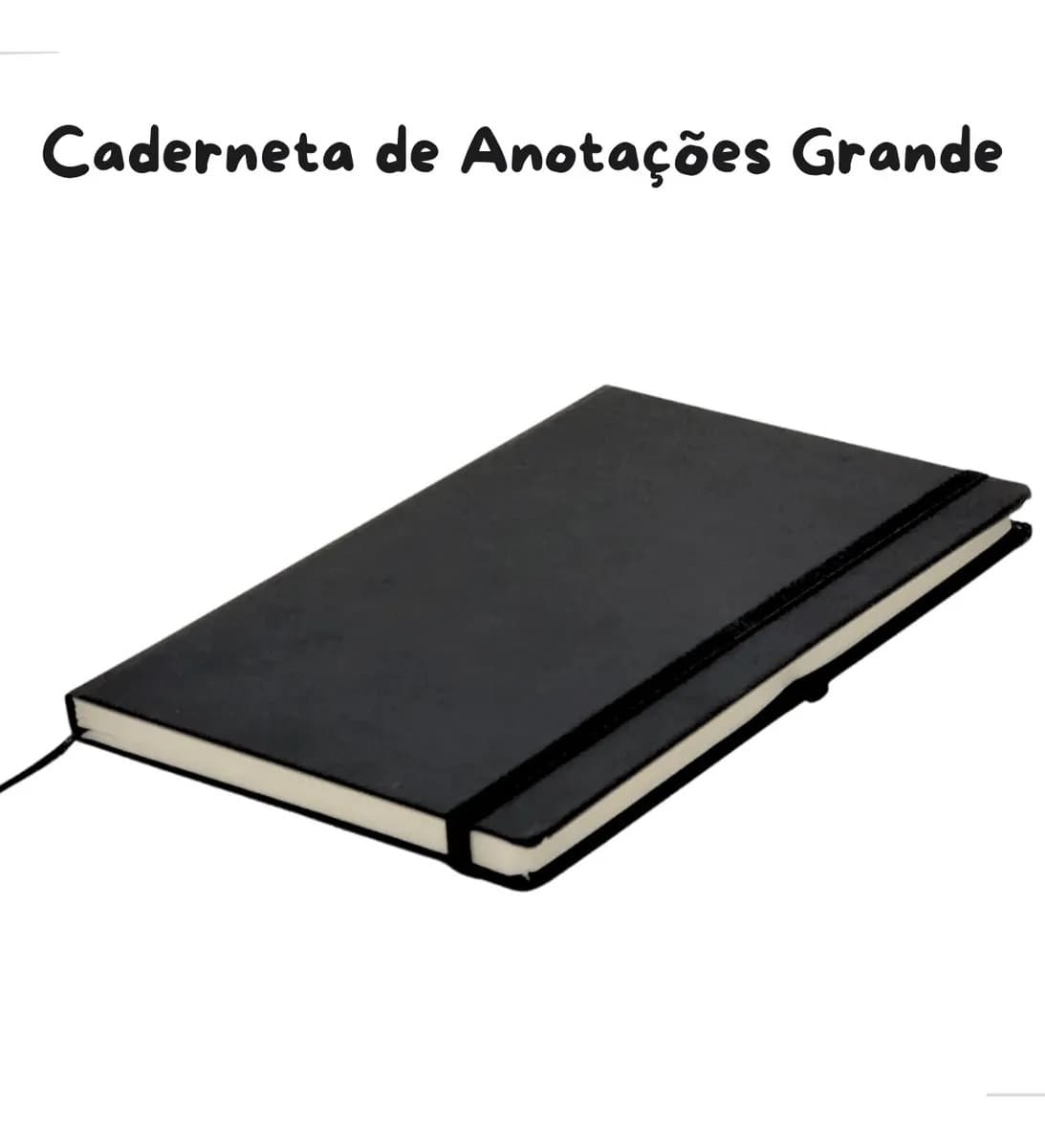 Caderneta Anotação A5 Executiva Tipo Moleskine Couro Sint Cor Preto Com Pauta — imagem 5