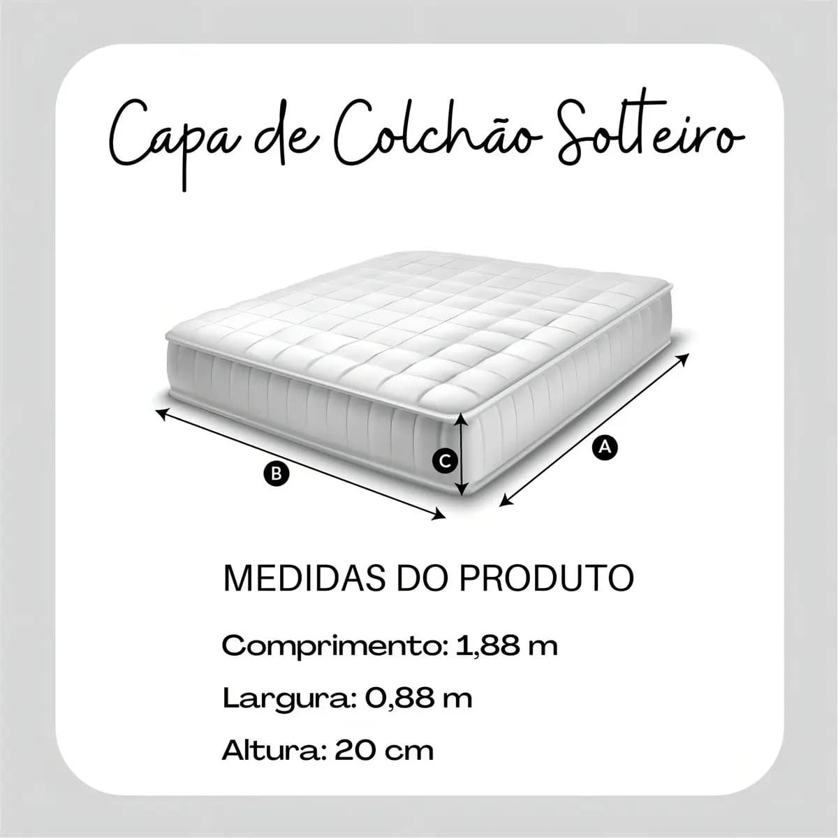 Capa de Colchão Solteiro com Zíper Malha Gel 188x88x20cm — imagem 2