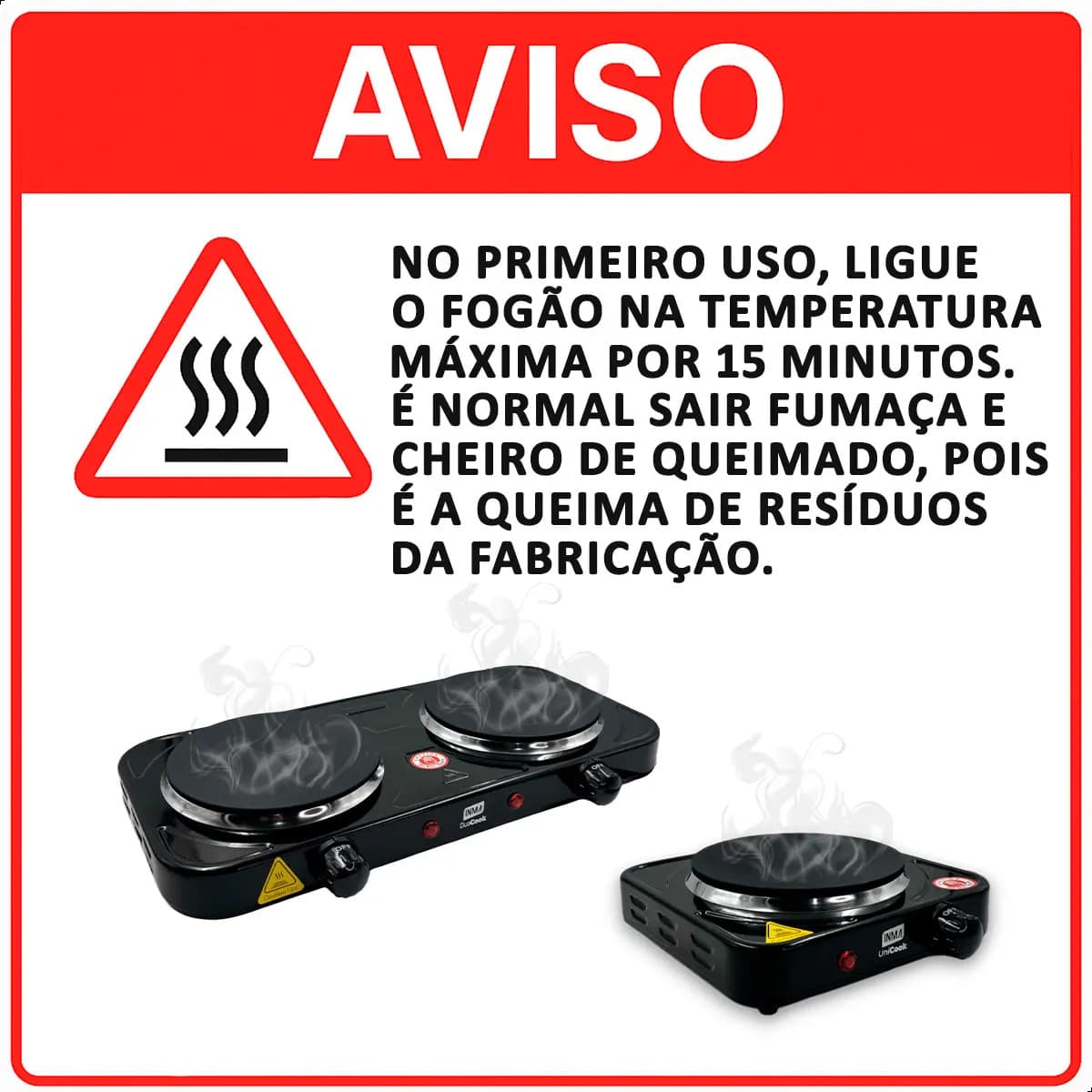 Fogão de Mesa Elétrico INMA de 2 Bocas para Camping e Viagem, em Inox — imagem 2