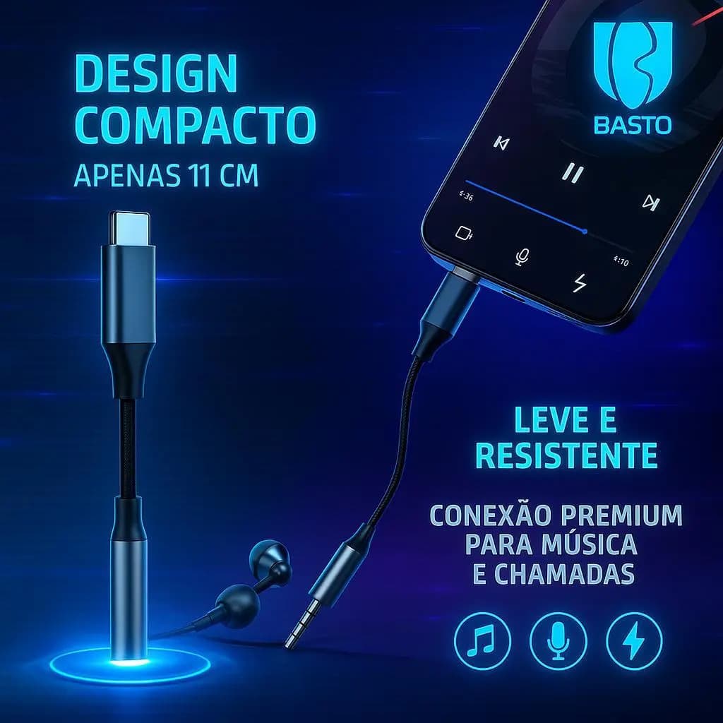 Cabo Adaptador USB Tipo C para P2 3.5mm Com Chip DAC para Celulares e Notebooks — imagem 2