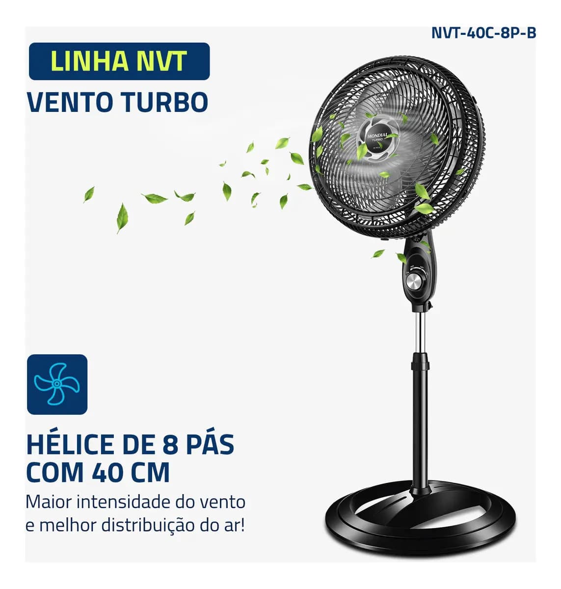Ventilador de Coluna 40cm Turbo Mondial 140W NVT-40C-8P-B — imagem 2