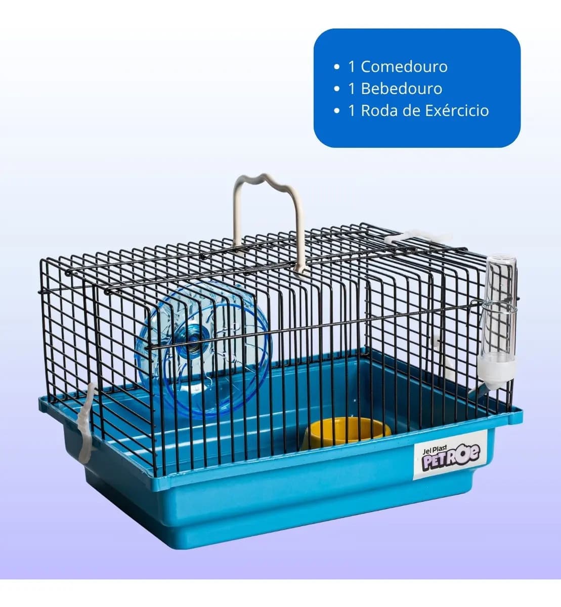 Gaiola Hamster Roedores Porquinho Da Índia Roda E Acessórios Cor Azul — imagem 3